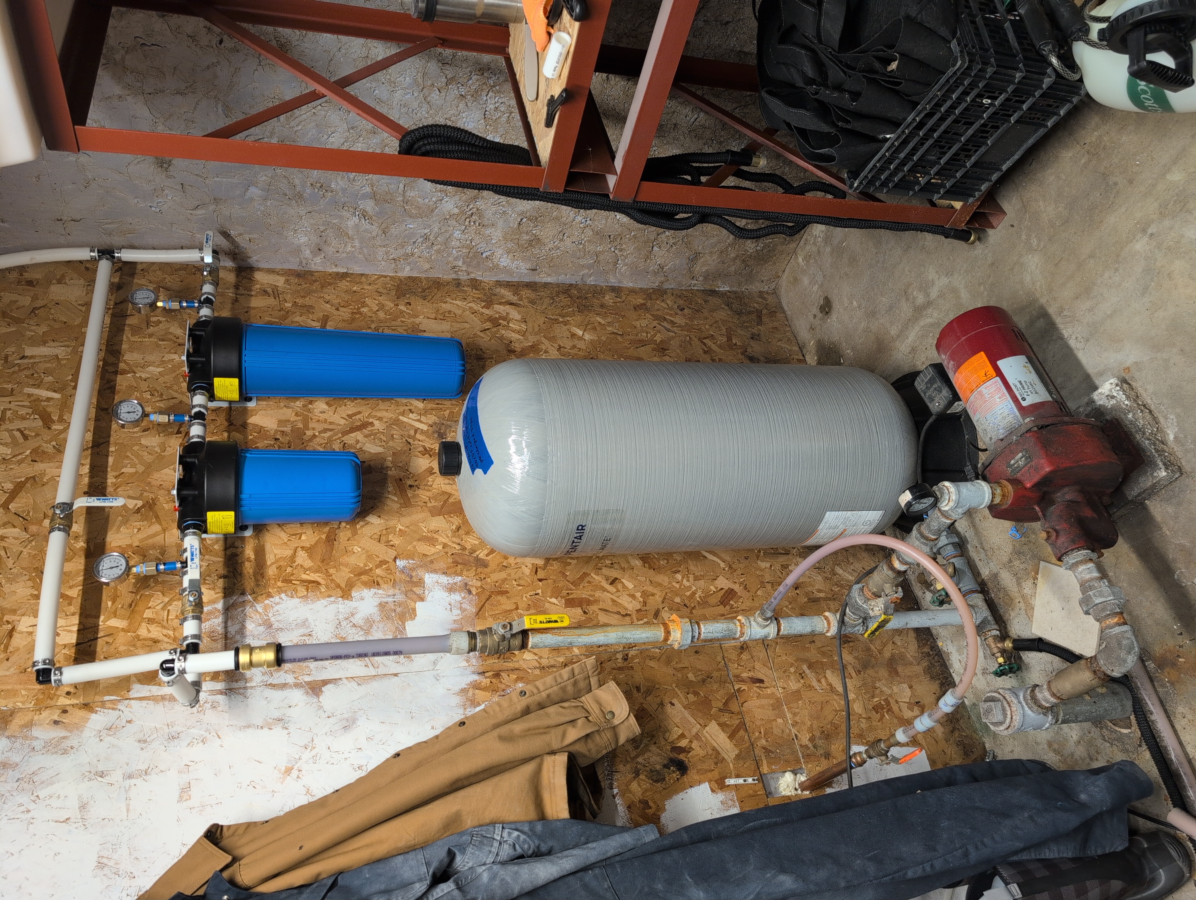 Completed two-stage whole-house water filtration system.